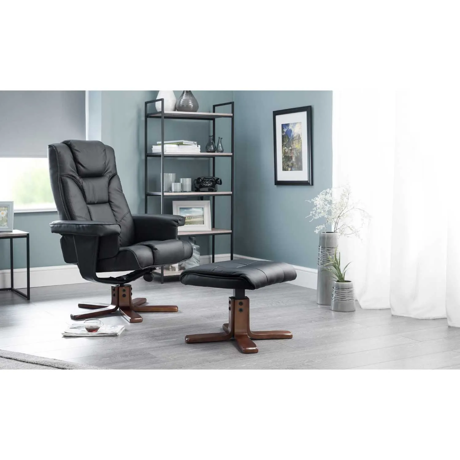 Malmo Massage Recliner And Stool Black