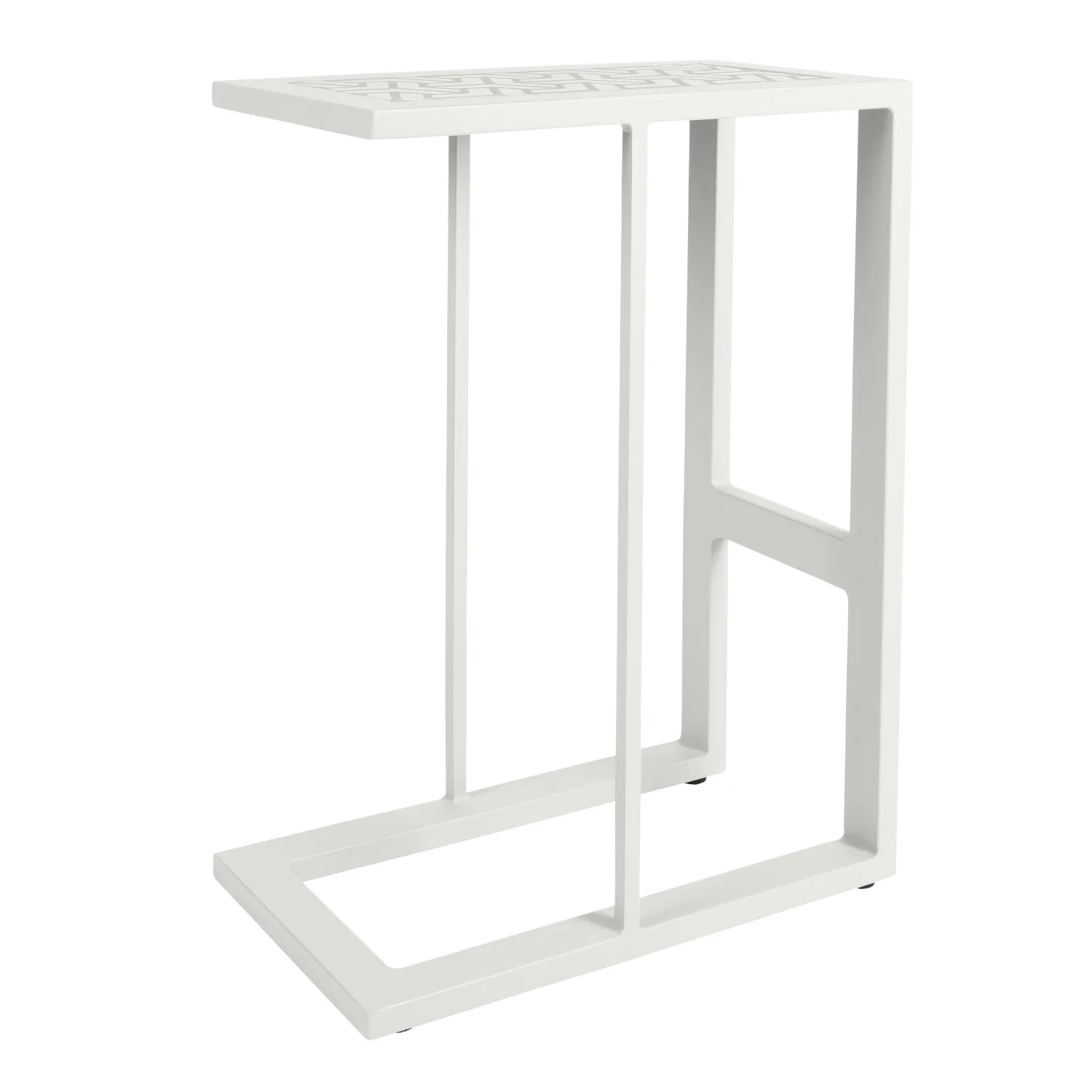 White Metal Garden Side Table Glass Top