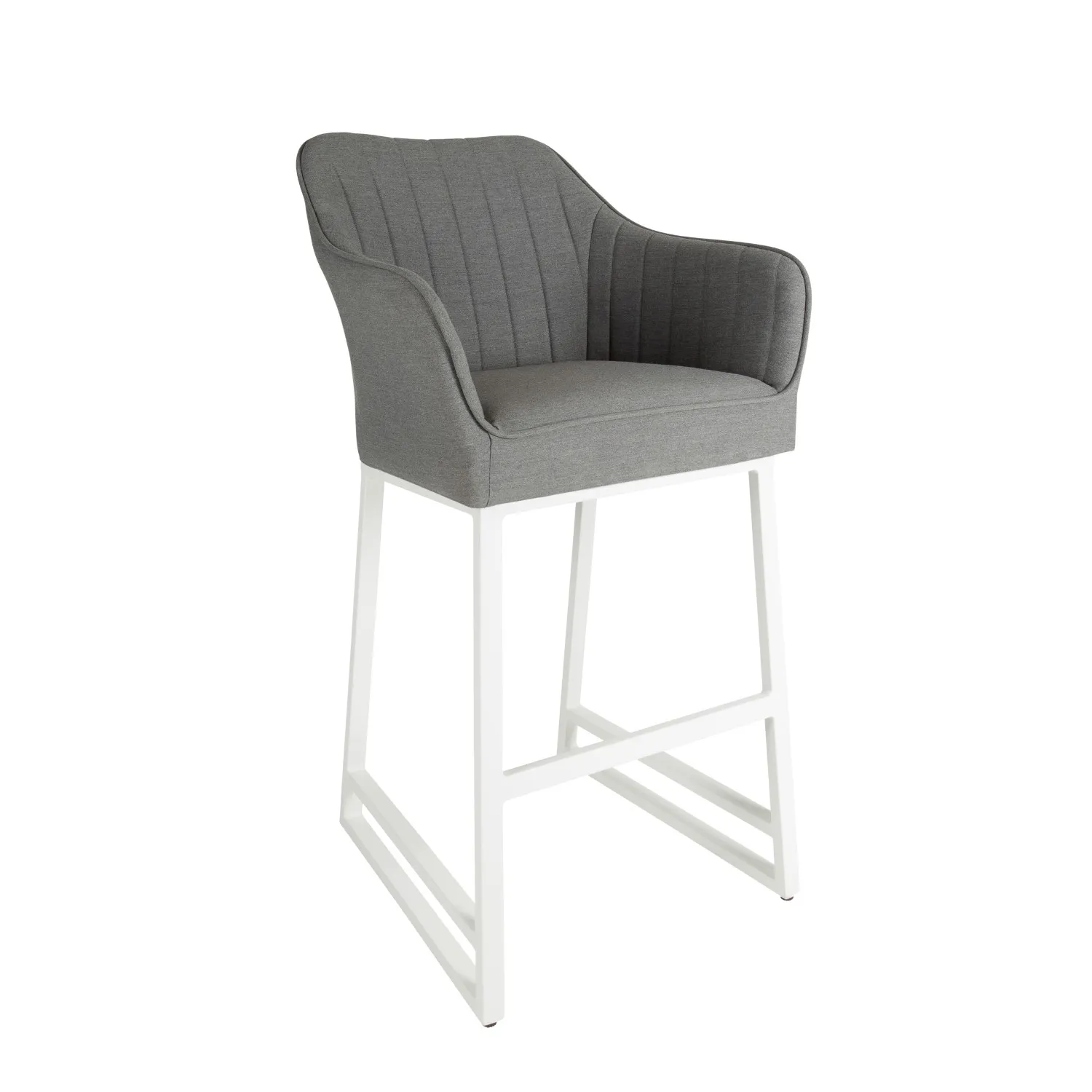 Light Grey Fabric Metal Outdoor Bar Stool