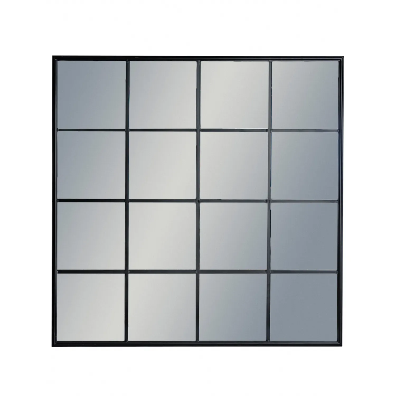 Large Black Metal Square Multi Window Wall Mirror