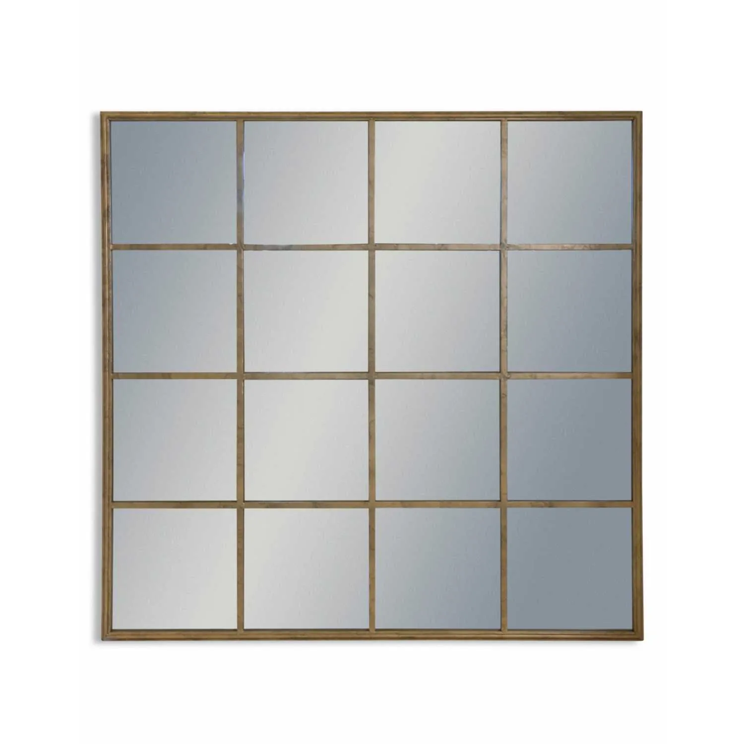 Large Gold Metal Window Wall Mirror 110cm Square