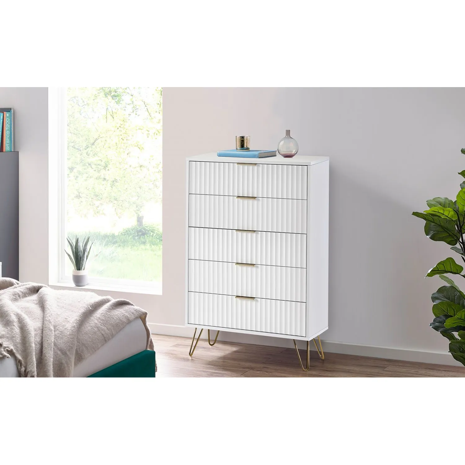 Murano 5 Drawer Chest Matt White