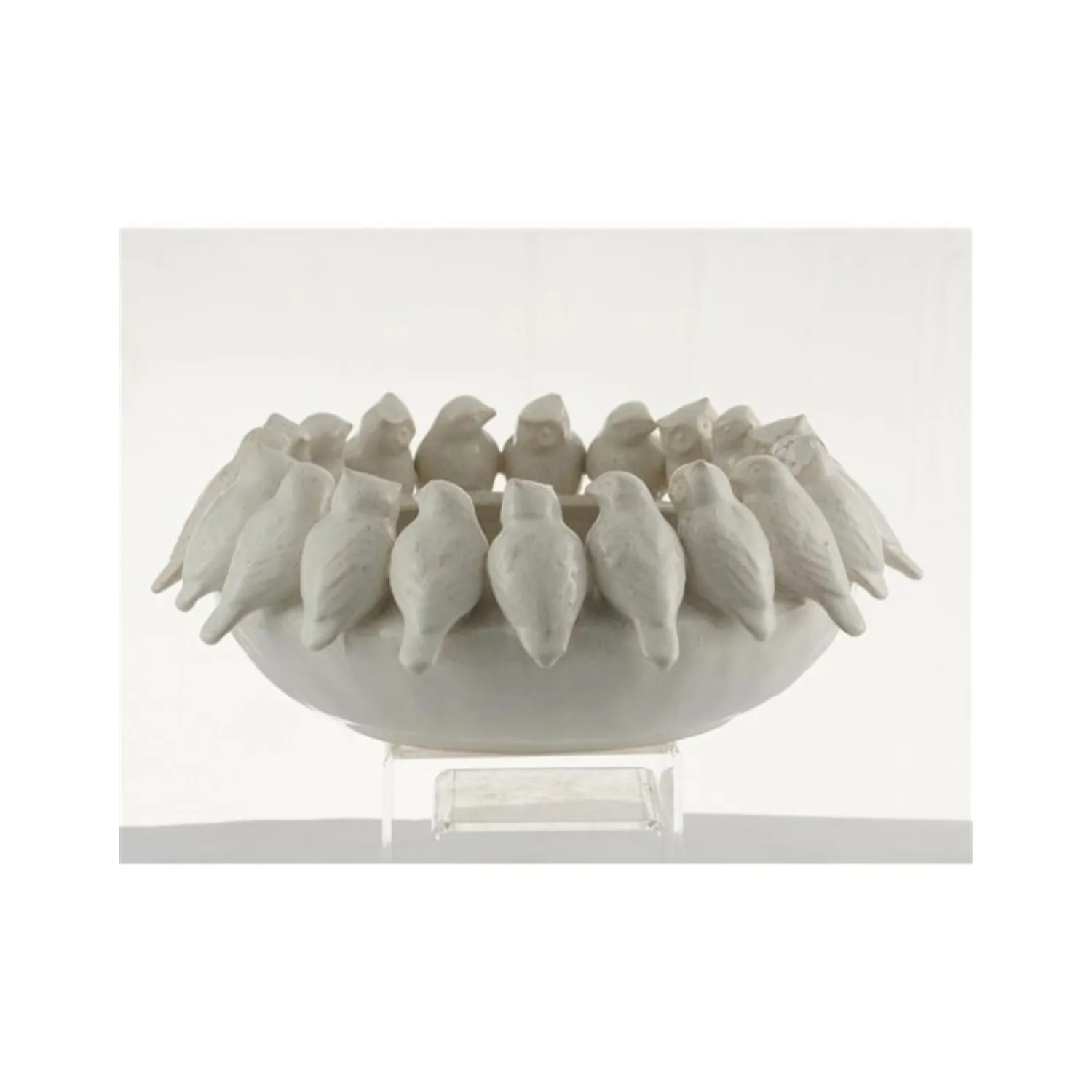 White Ceramic Flock Of Birds Bowl