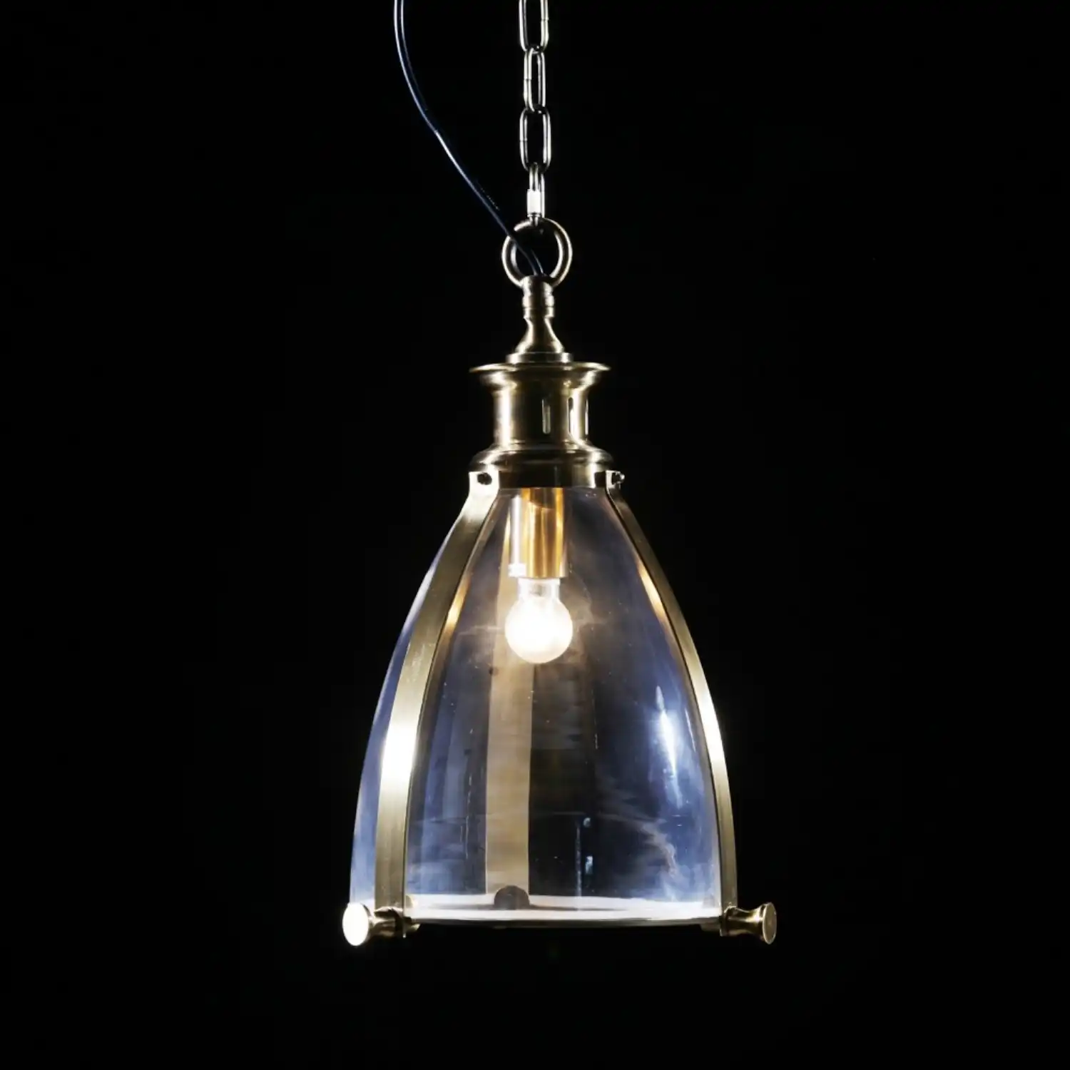 Brass Metal Glass Lantern Pendant Light