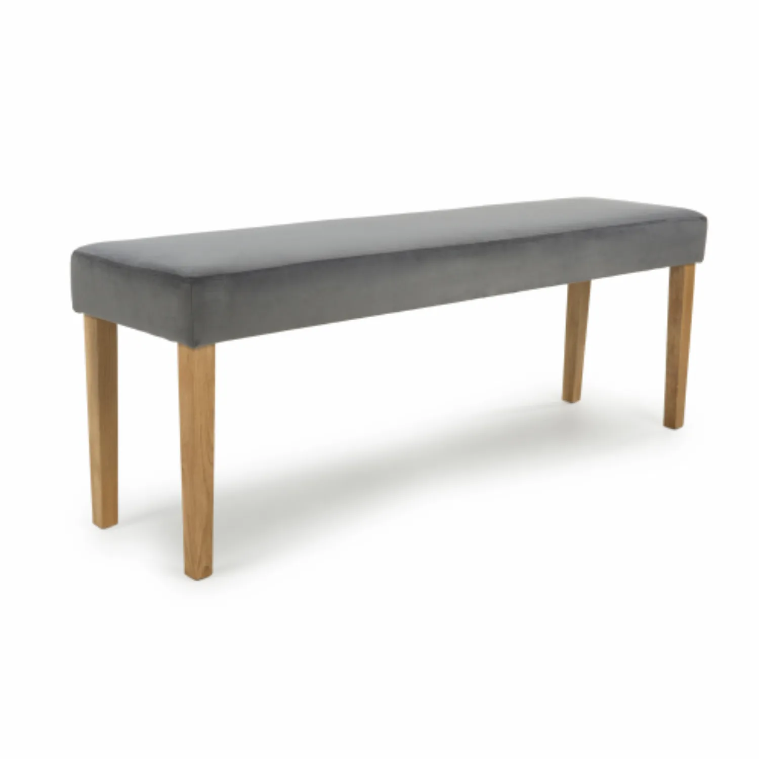 Grey Brushed Velvet Fabric Dining Bench with Oak Legs