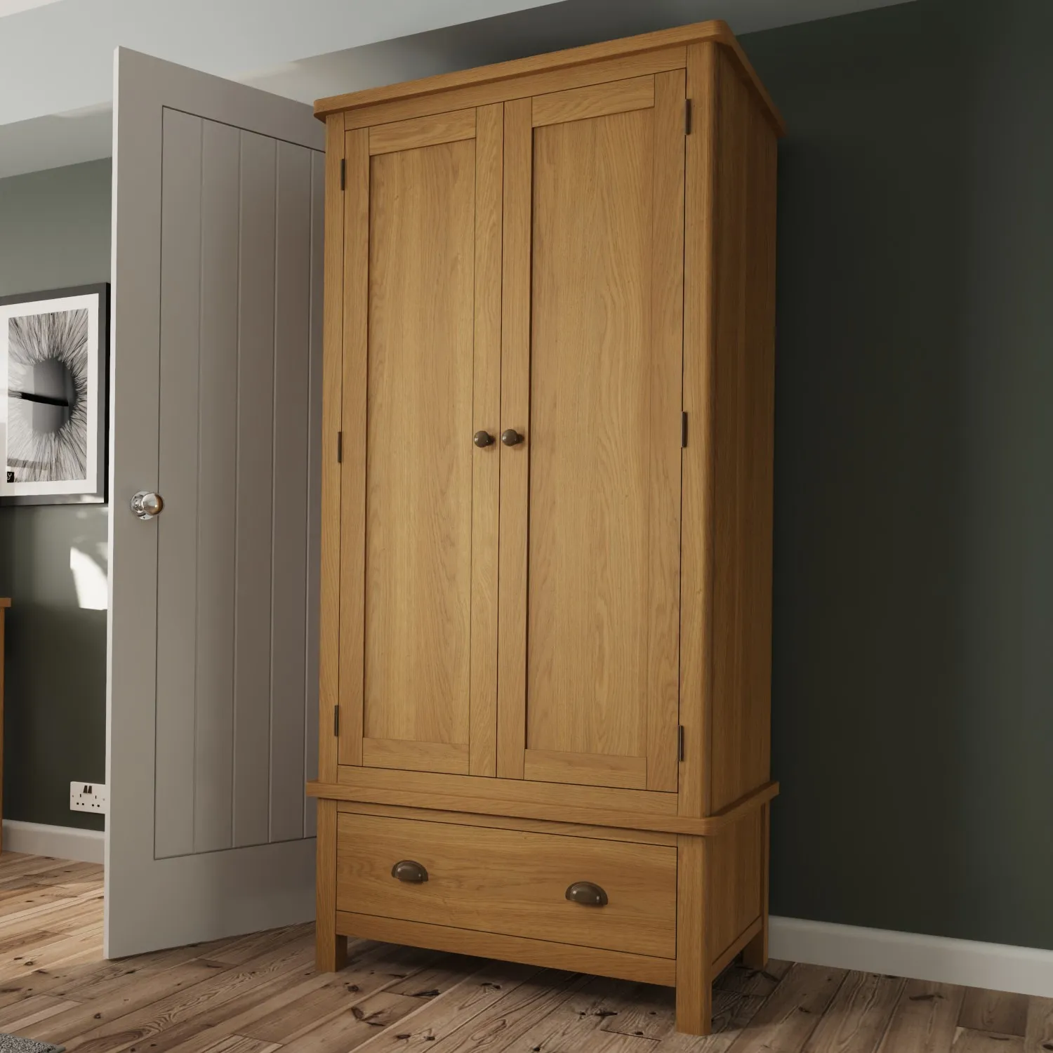 Oak Wood 2 Door Gents Wardrobe