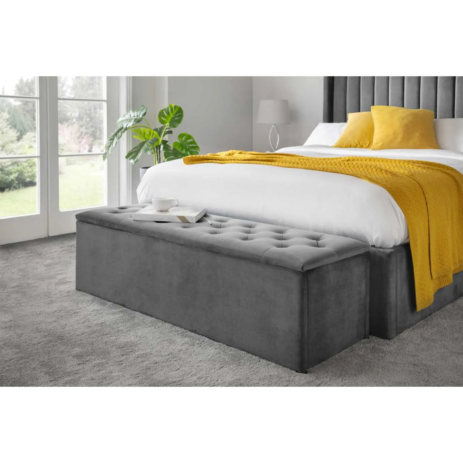 Ravello Blanket Box Dark Grey Velvet