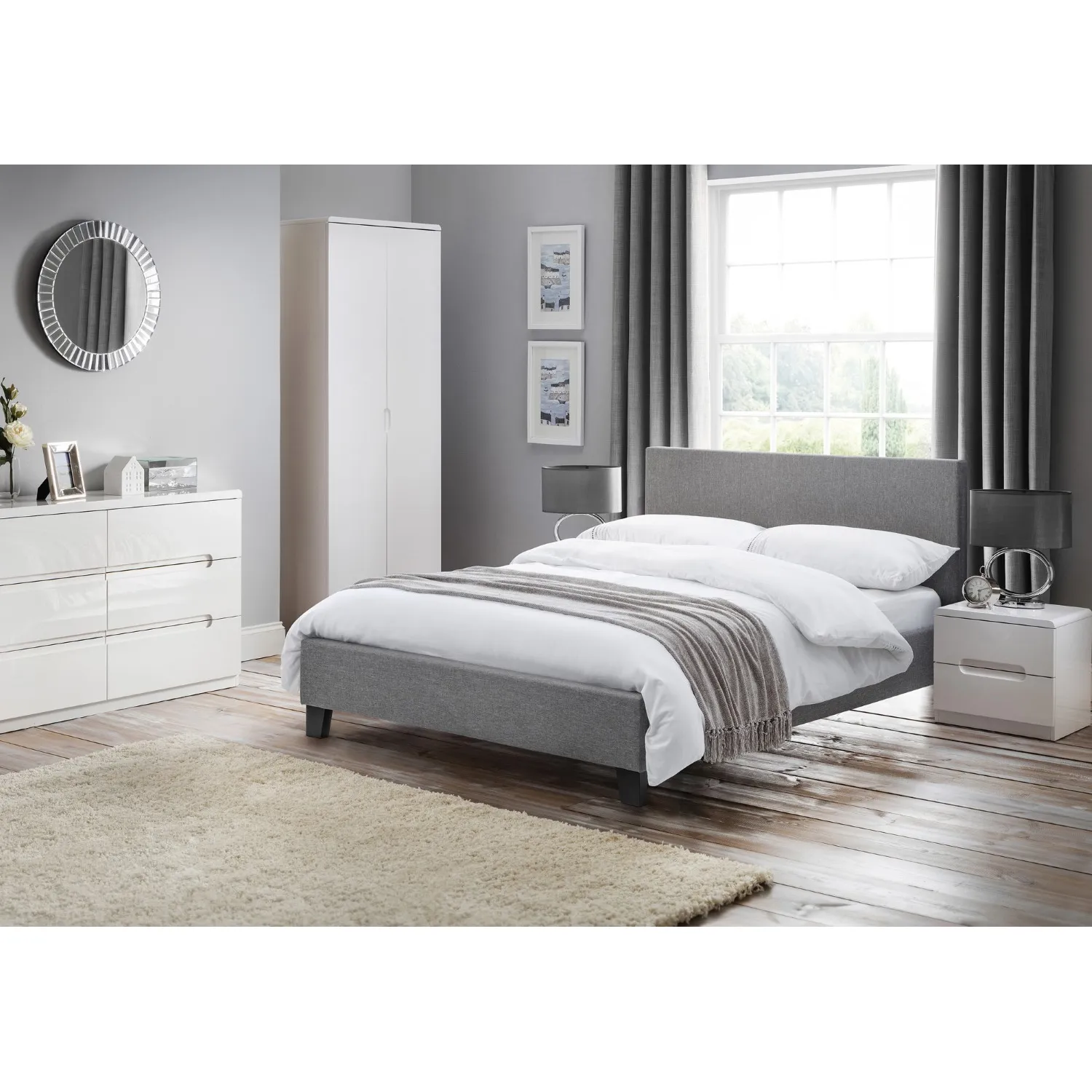 Rialto Light Grey Linen Bed 150cm