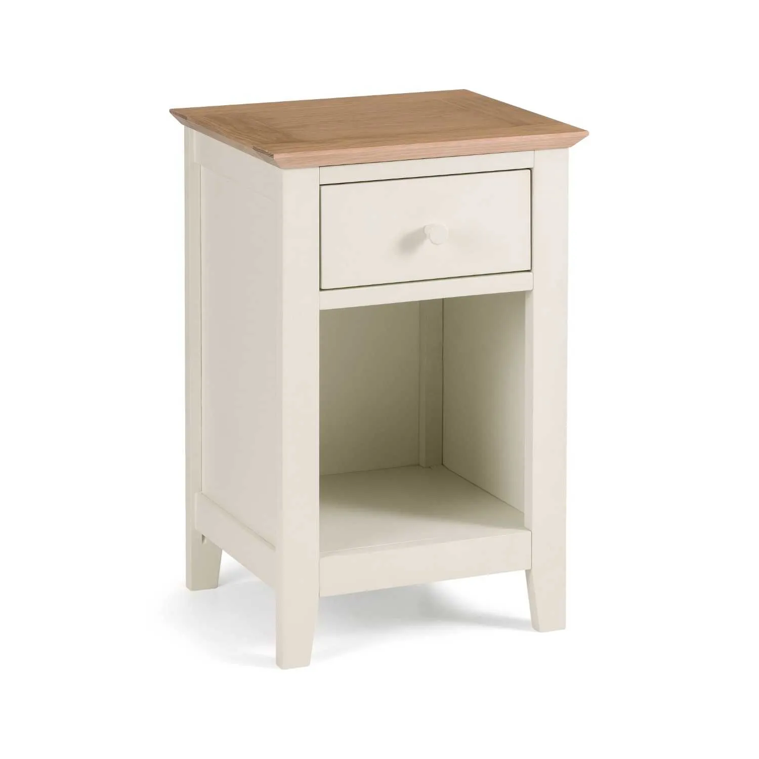 Salerno Shaker Ivory Oak 1 Drawer Bedside