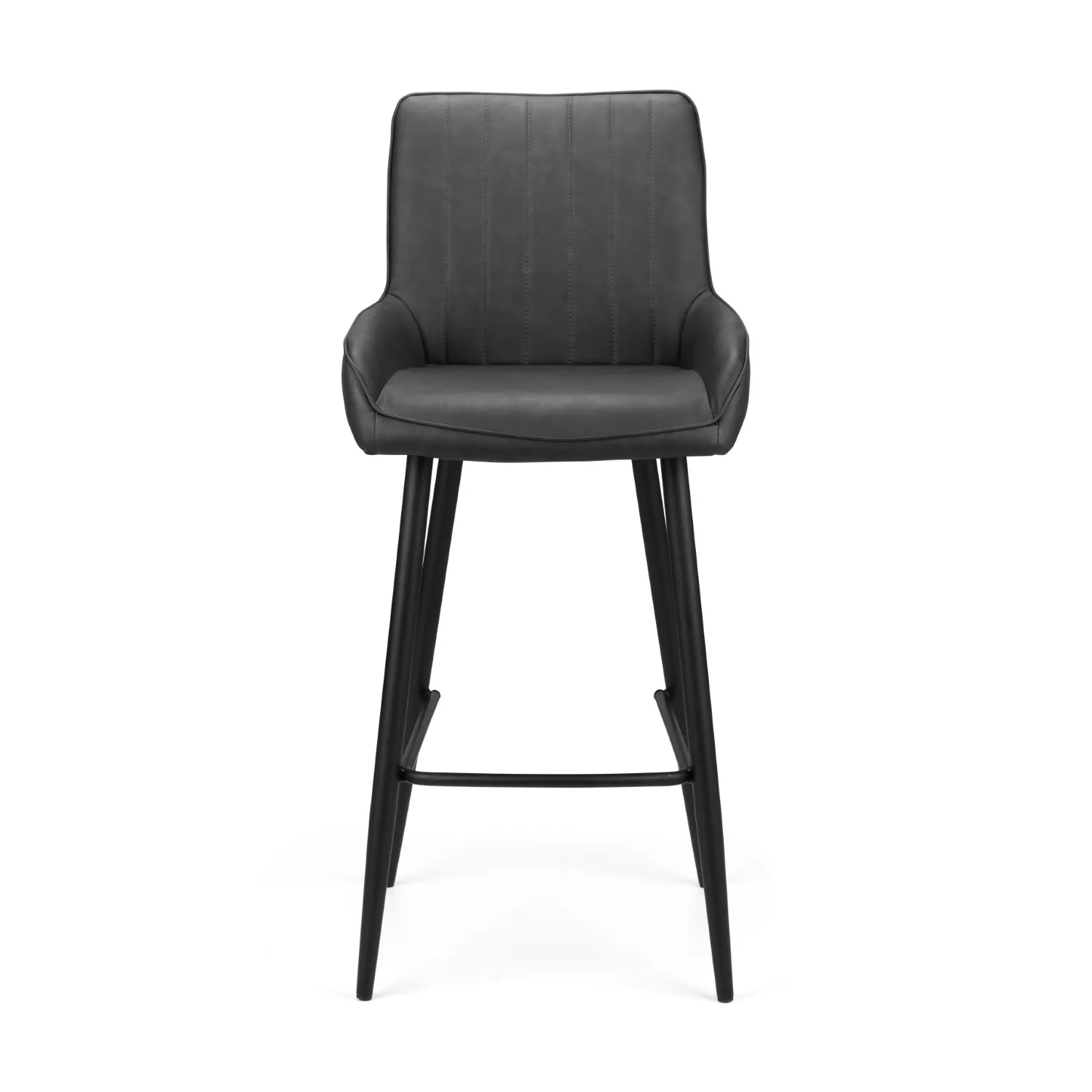 Retro Soho Barstool In Black Faux Leather