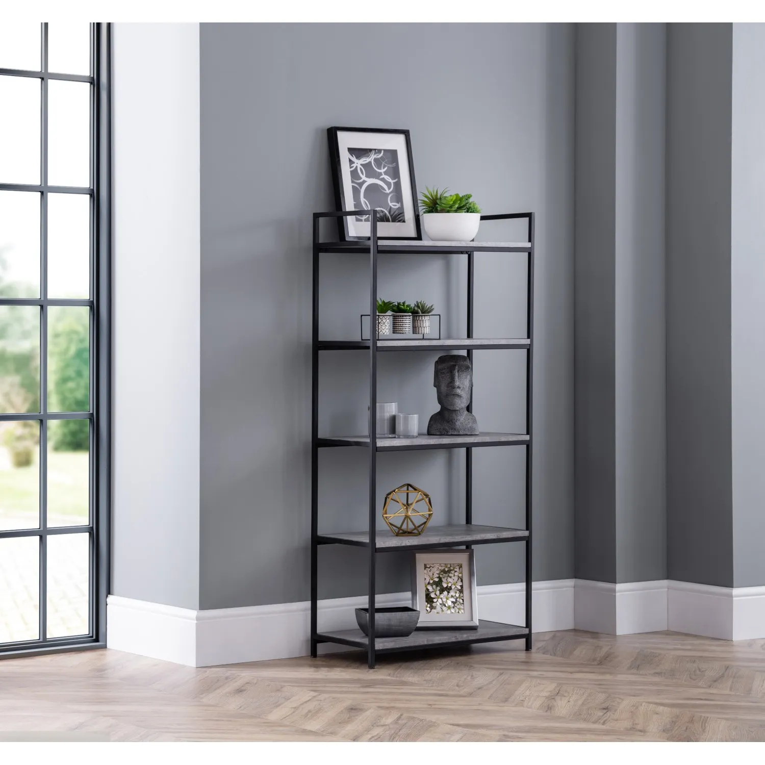 Staten Tall Concrete Bookcase