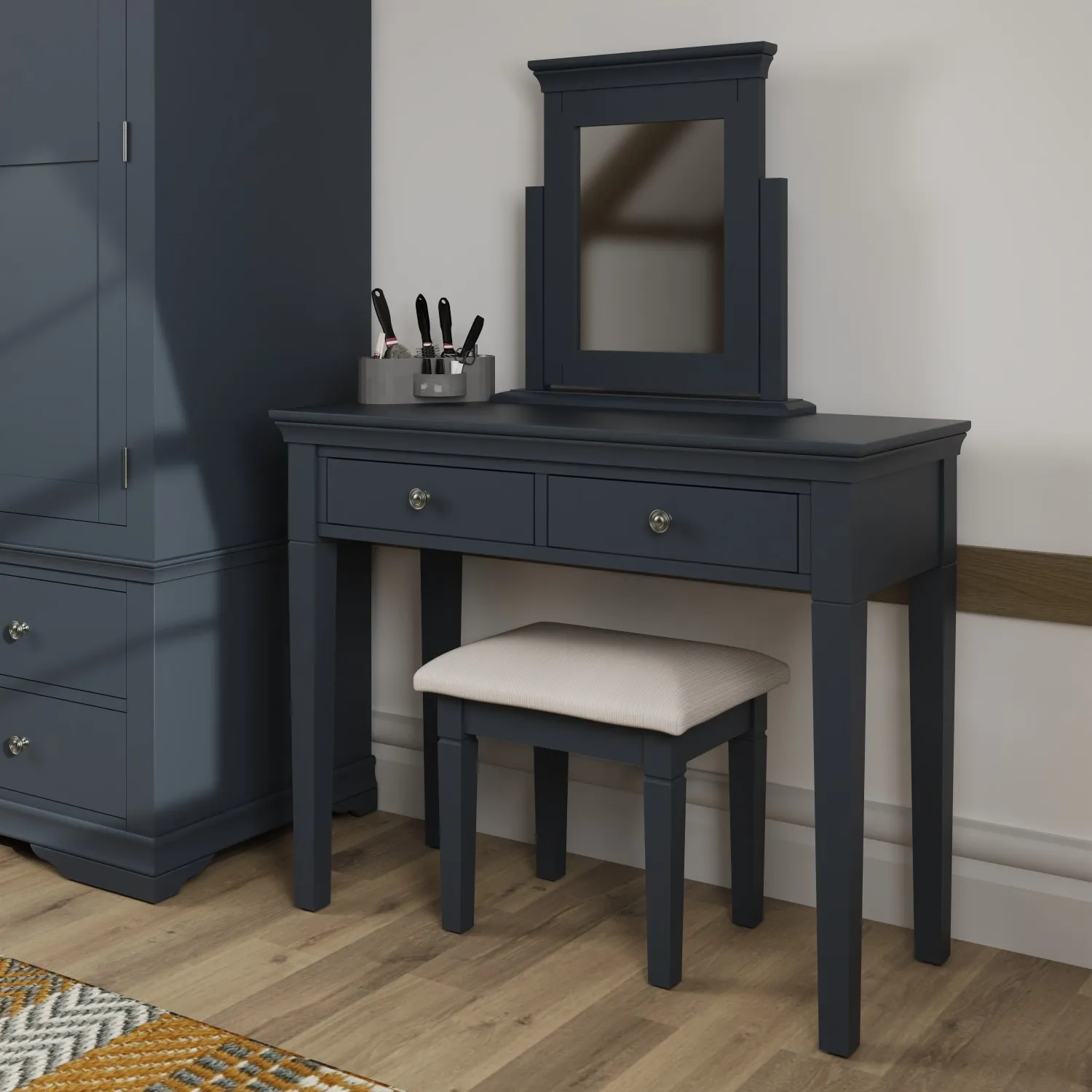 Dark Grey Painted Dressing Table Stool