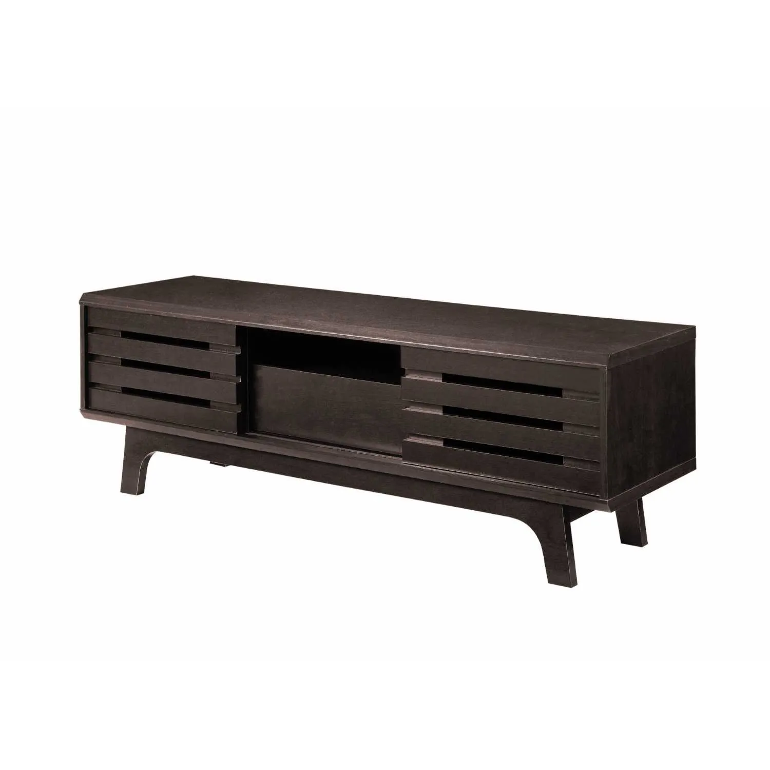 Modern Dark Wenge Effect Wooden TV Cabinet With Sliding Doors 45 x 140cm