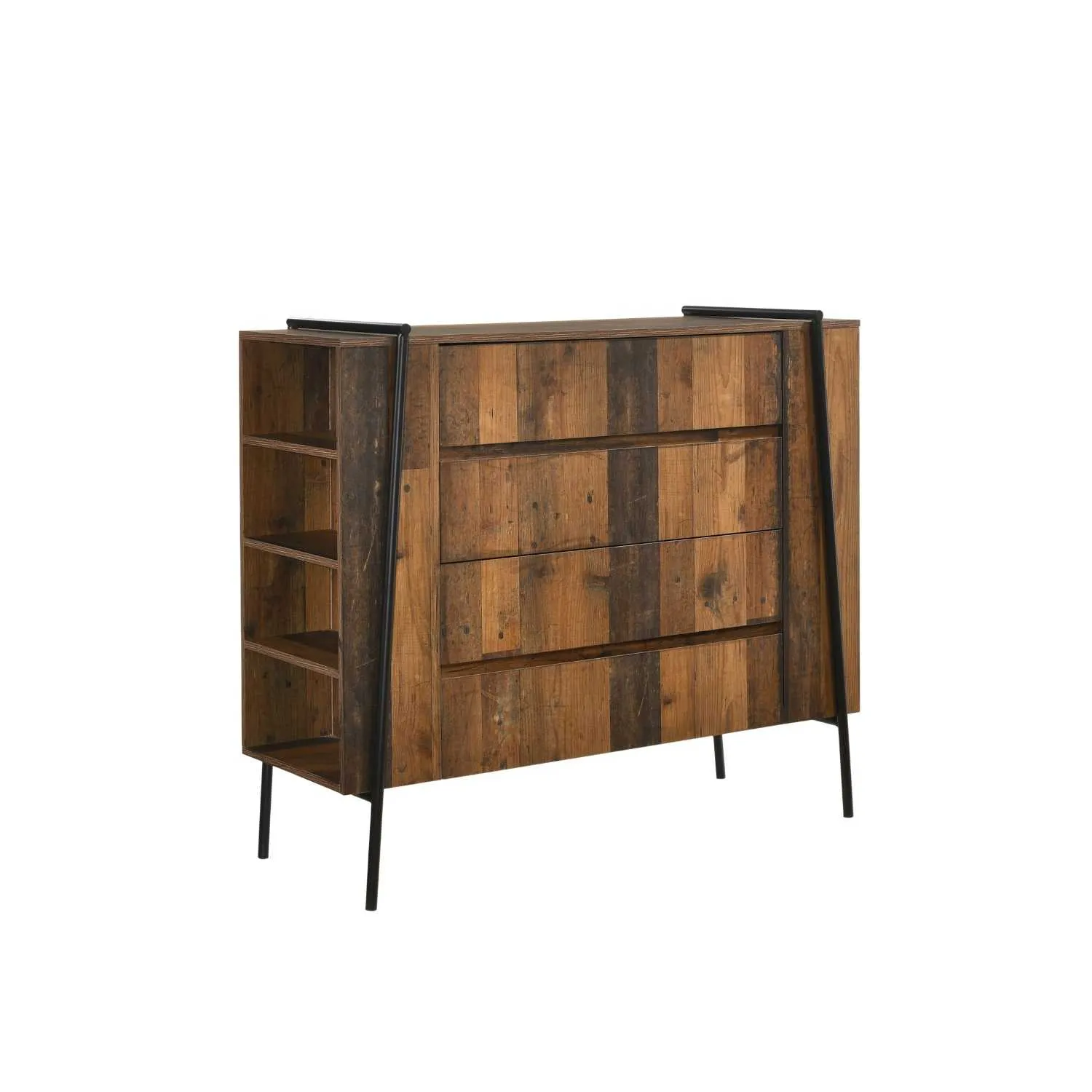 Modern Style Oak Wood 4 Drawer 8 Shelf Living Room Chest Of Drawers 103 x 120cm