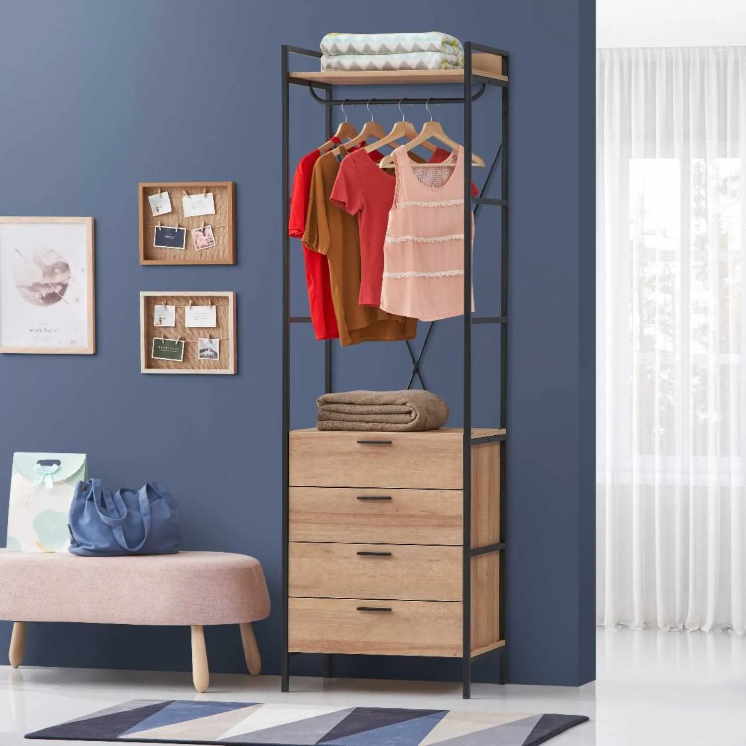 Open Wardrobe Riviera Oak Bedroom Furniture 4 Drawer