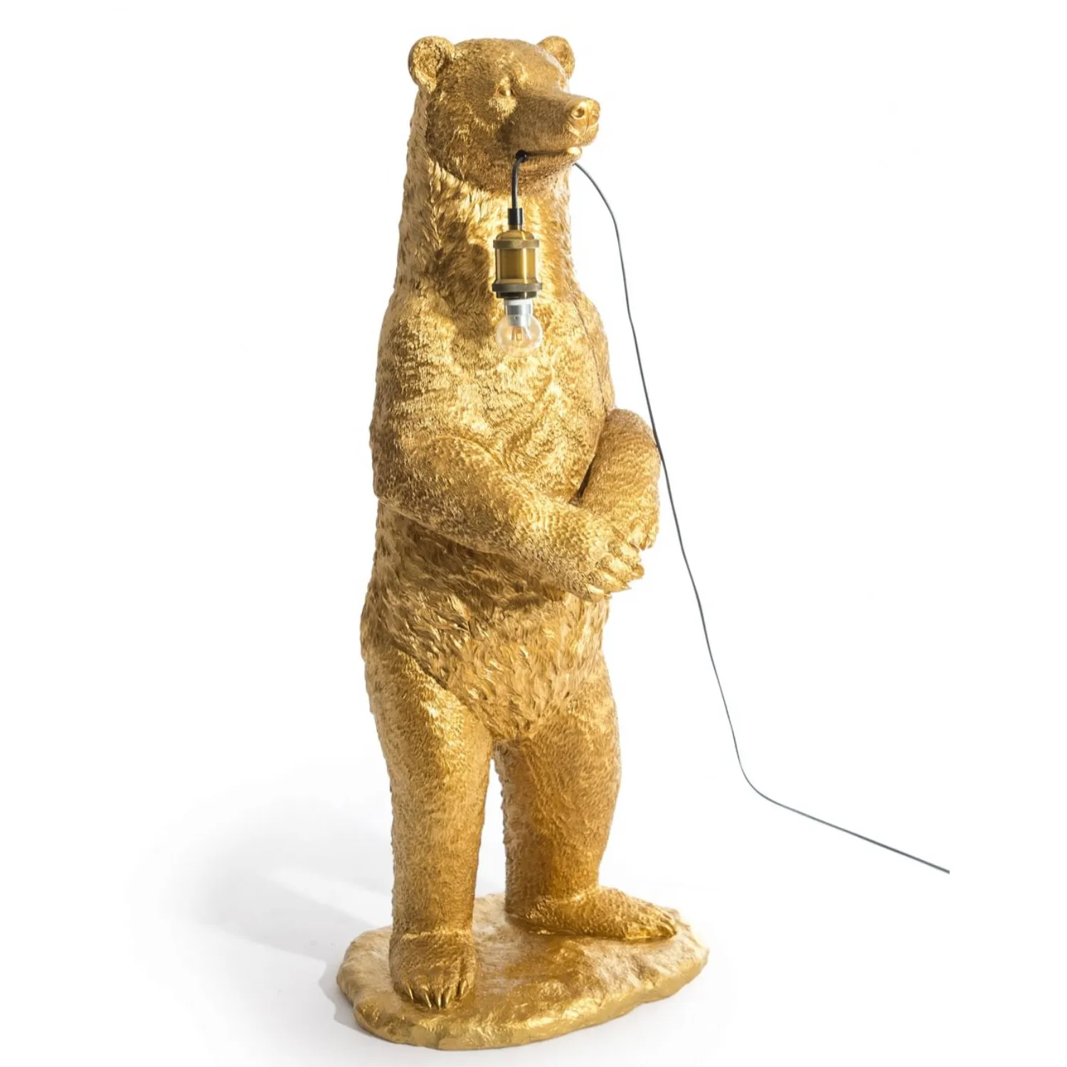 Antique Gold Standing Bear Floor Lamp