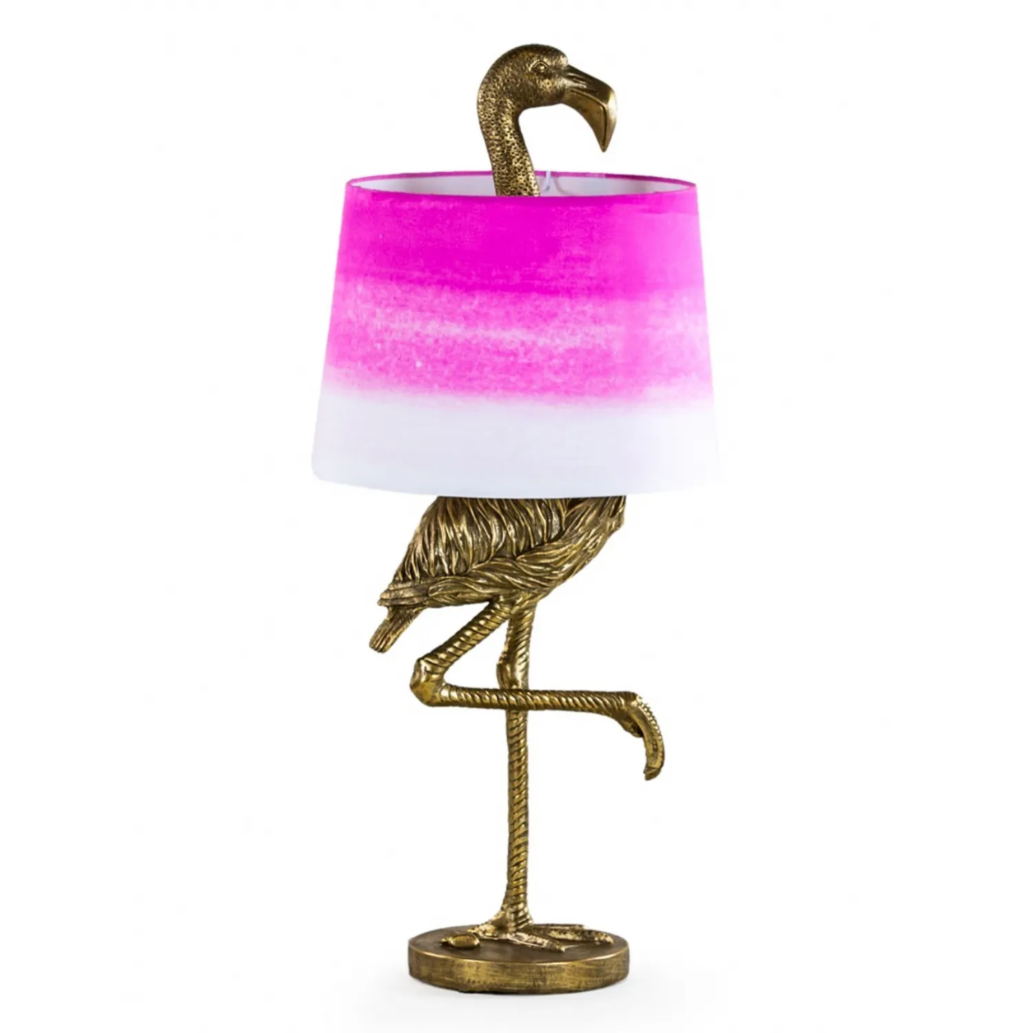 Gold Flamingo Table Lamp with Pink Shade