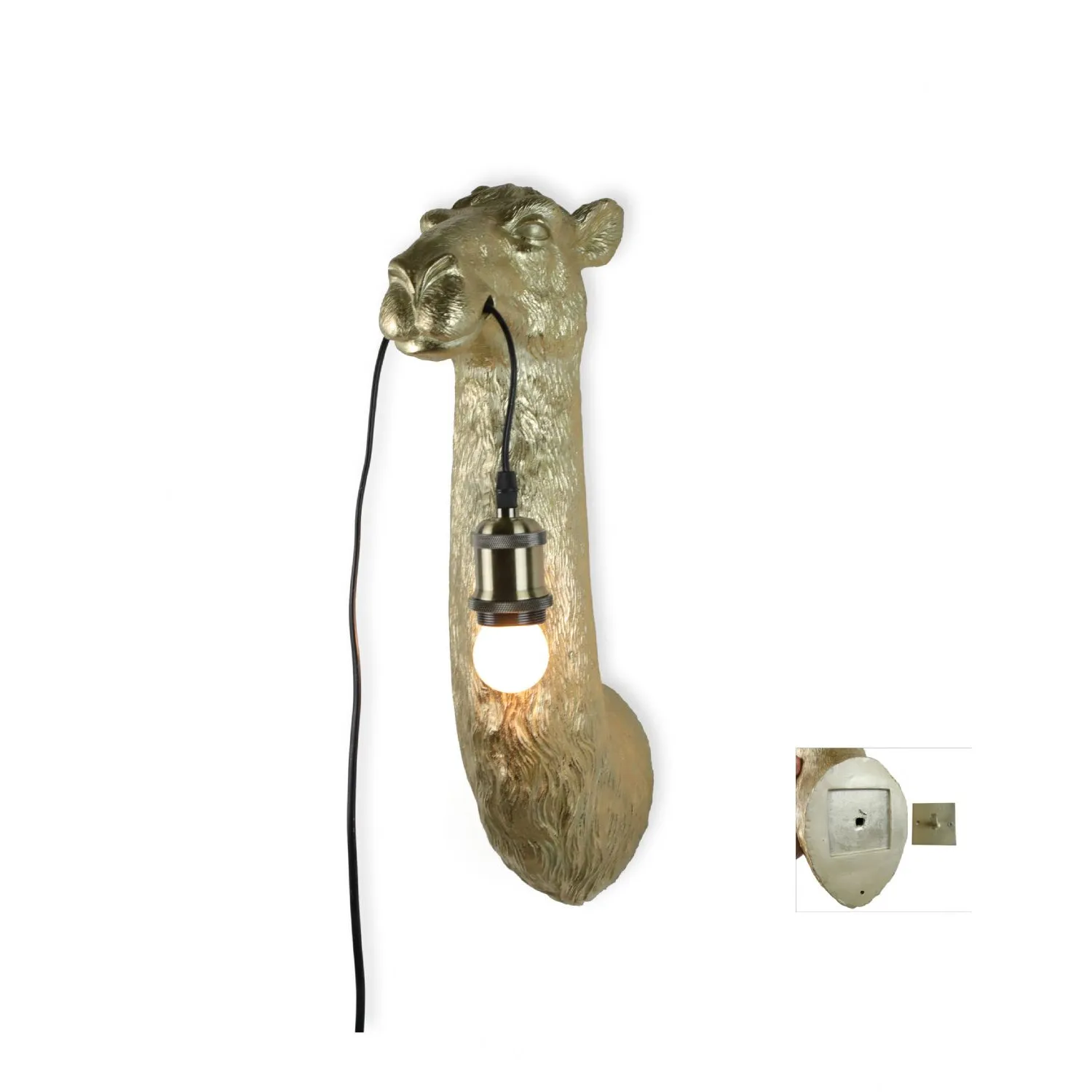 Antique Gold Camel Head Wall Lamp