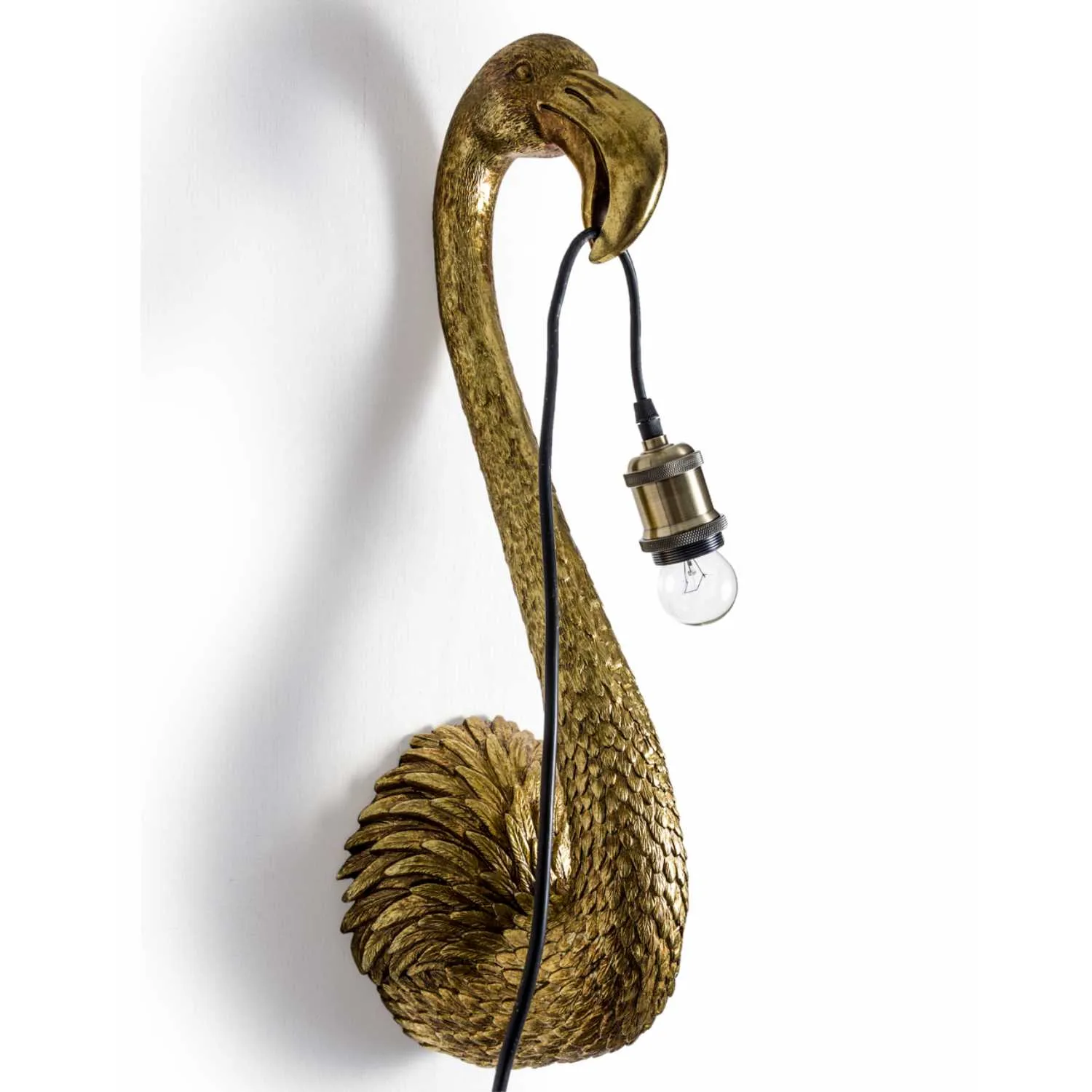 Antique Gold Flamingo Head Wall Lamp