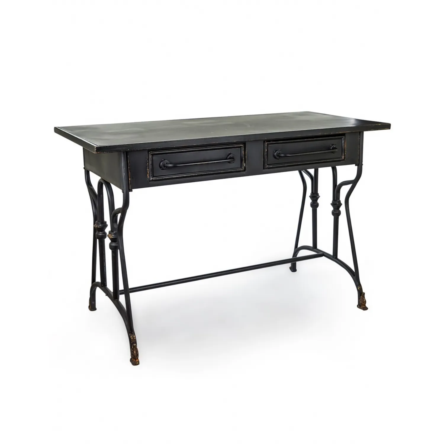 Rustic Vintage Black Metal Home Office Desk