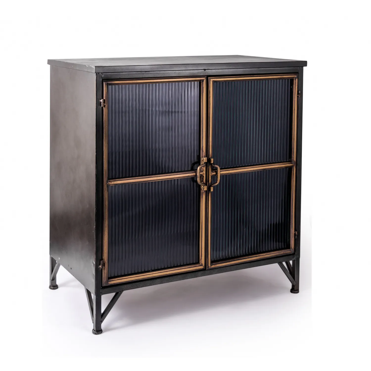 Black and Gold Metal 2 Door Storage Cabinet