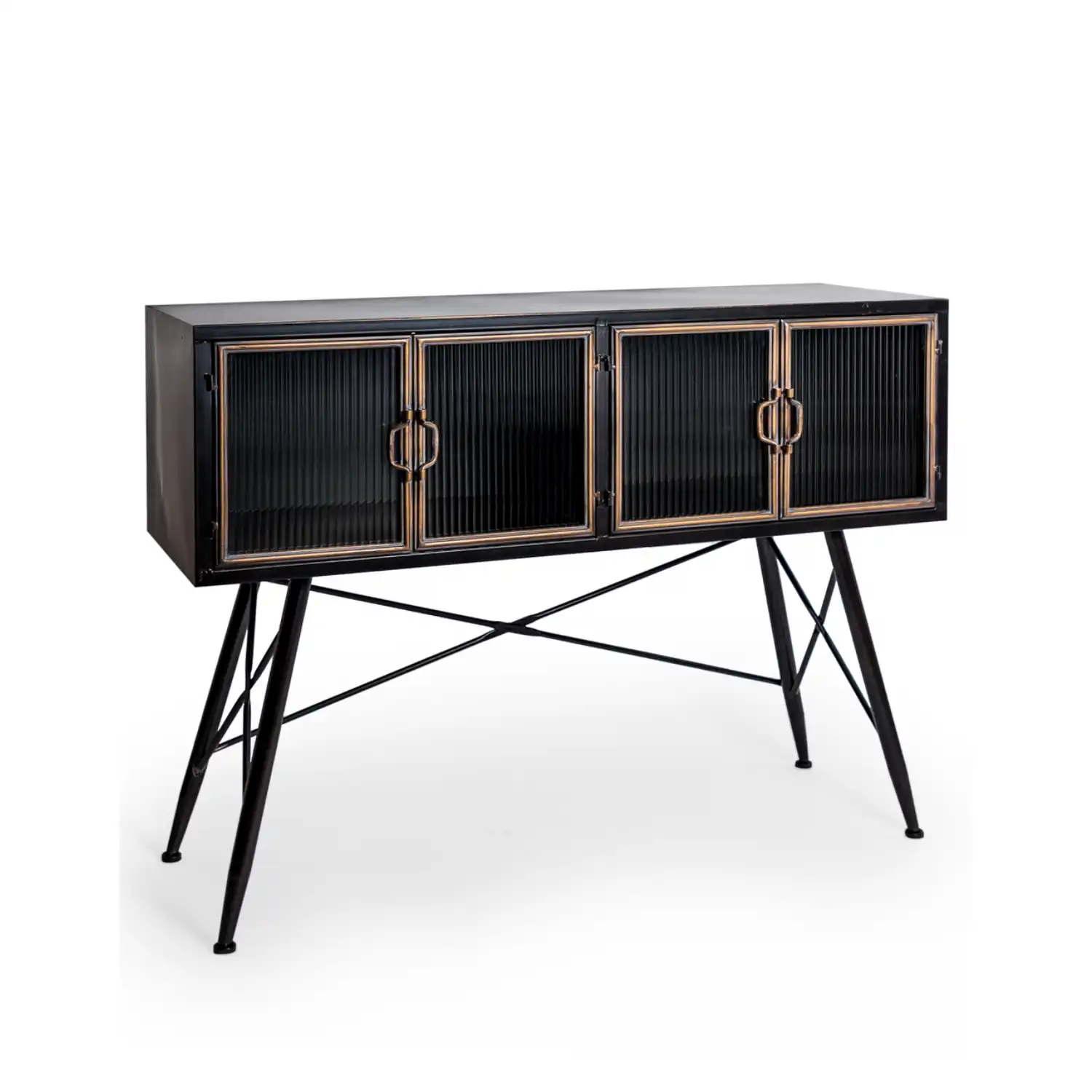 Black and Bronze Gold Wide Side Cabinet