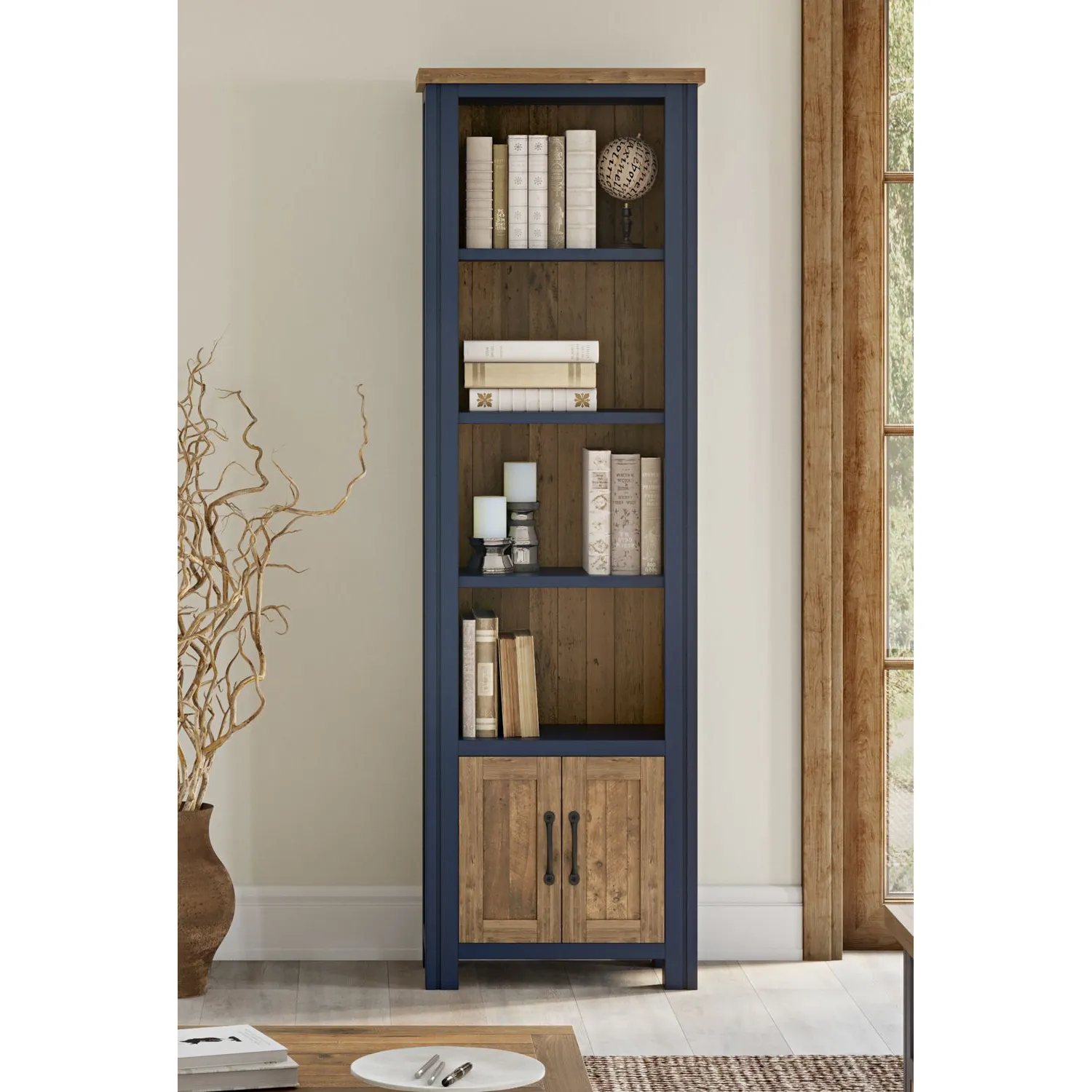 Splash of Blue Narrow Bookcase