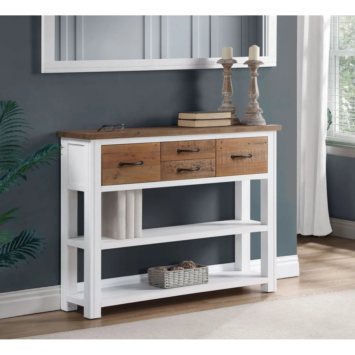 Splash of White Low Bookcase Console